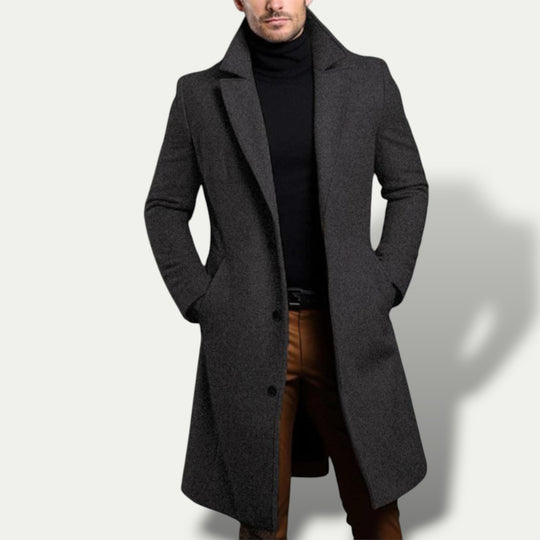 Men's Stylish Long Wool Trench Coat for Autumn/Winter
