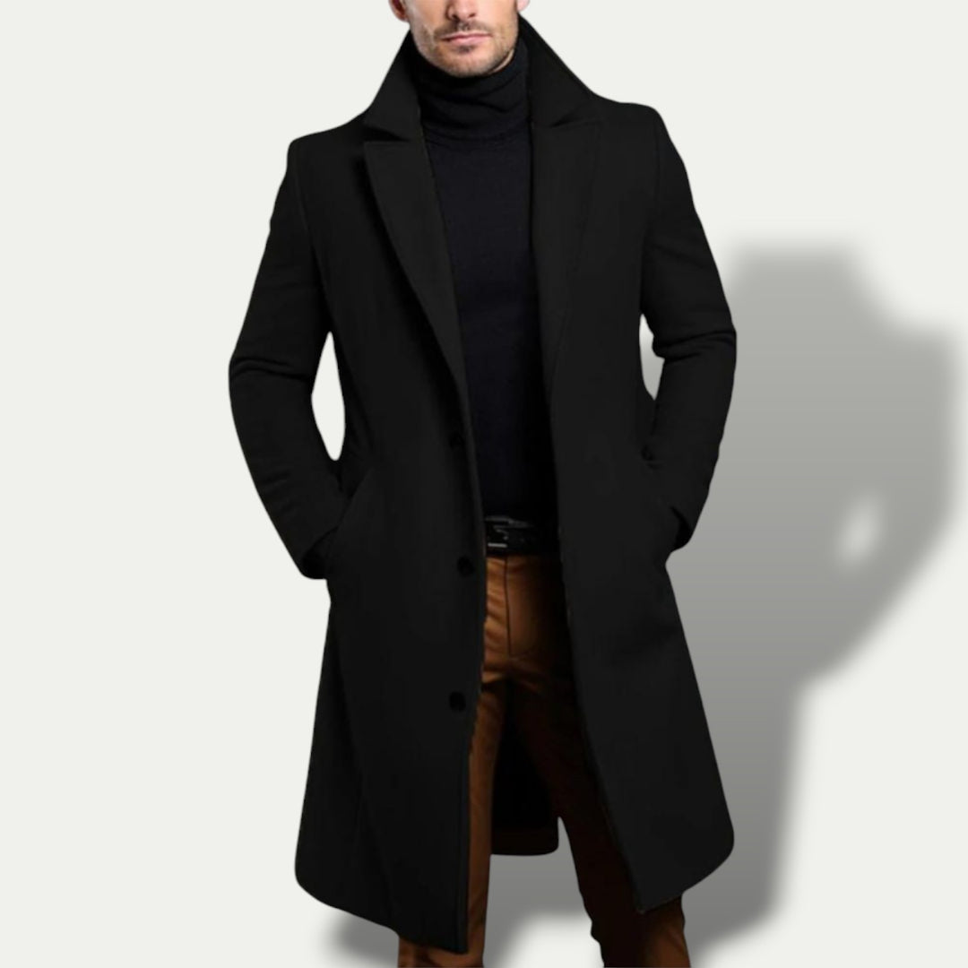 Men's Stylish Long Wool Trench Coat for Autumn/Winter