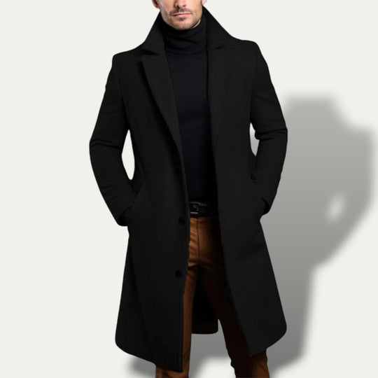 Men's Stylish Long Wool Trench Coat for Autumn/Winter