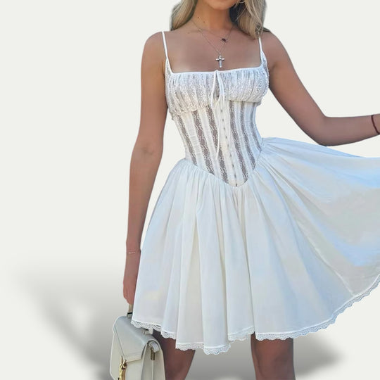 Womens Sleeveless White A Line Mini Dress