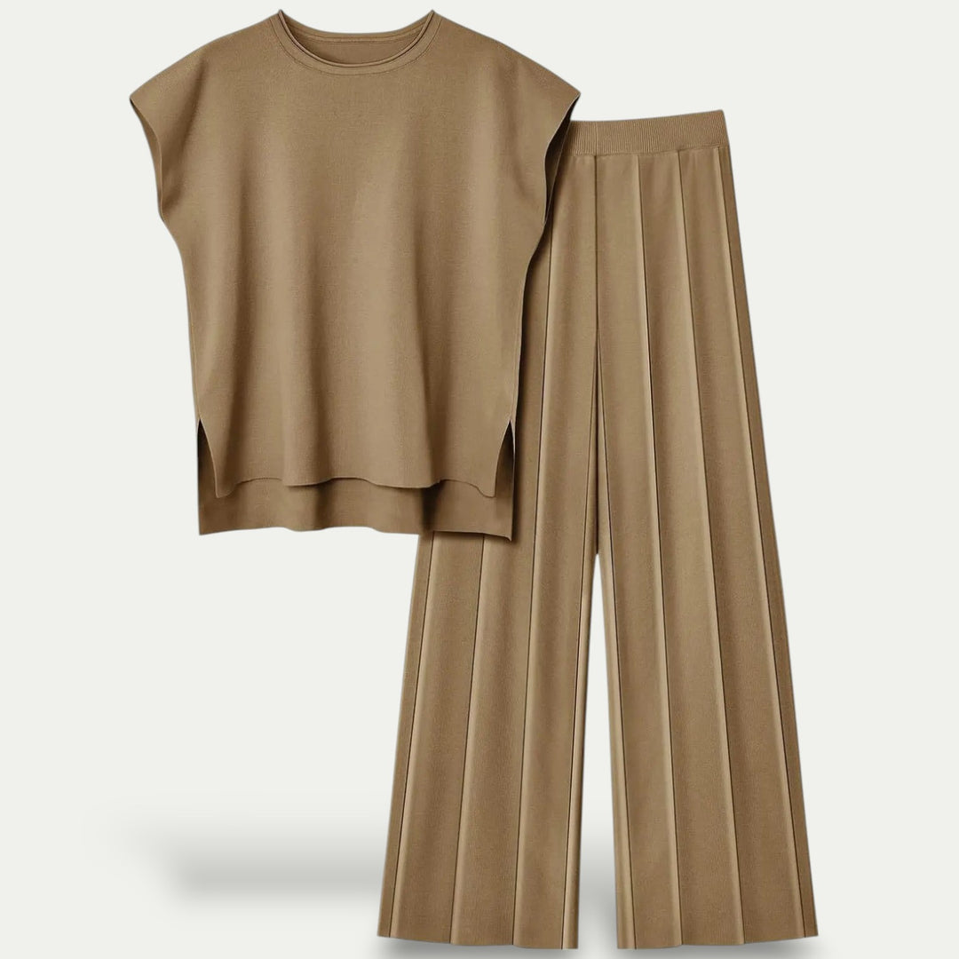 Wome's Chic Ice Silk Tank and Wide-Leg Pants Set for Cool Summer Style