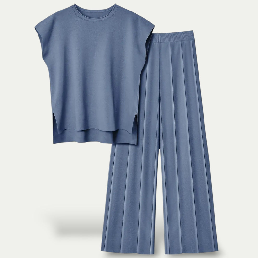 Wome's Chic Ice Silk Tank and Wide-Leg Pants Set for Cool Summer Style