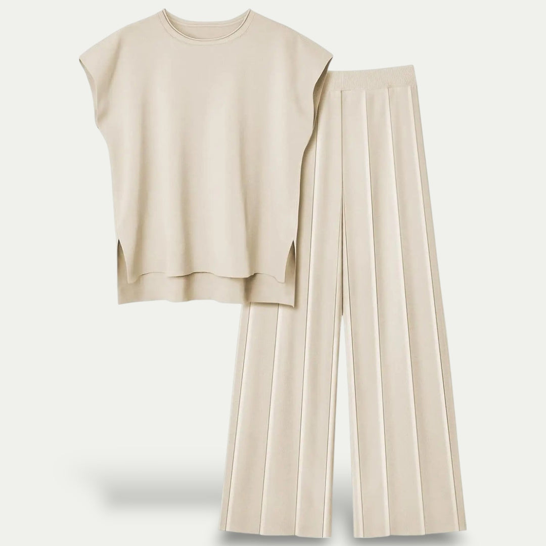 Wome's Chic Ice Silk Tank and Wide-Leg Pants Set for Cool Summer Style