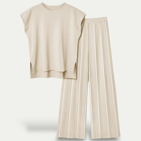 Wome's Chic Ice Silk Tank and Wide-Leg Pants Set for Cool Summer Style