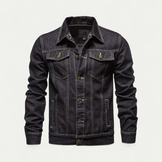 Cotton Blend Denim Jacket with Button Fastening for Everyday Style
