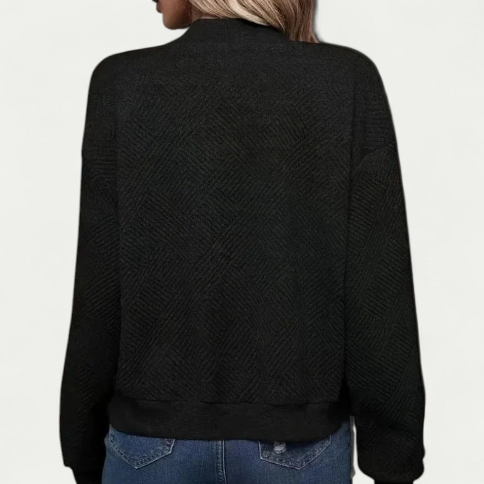 Zip Up Textured Bomber Jacket for Casual Layering