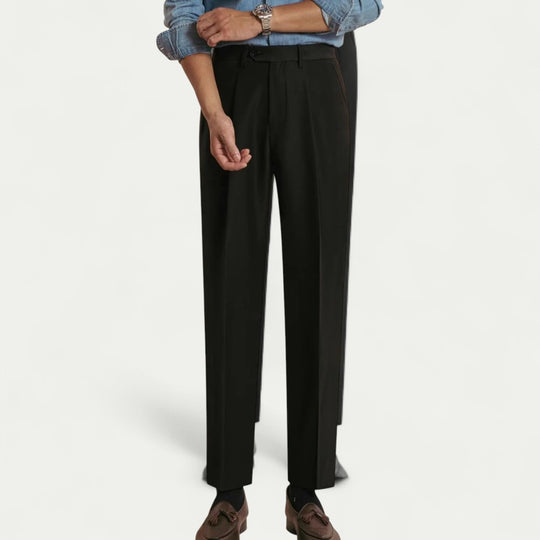 Men's Tailored Trousers Smart Pleated Formal Fit