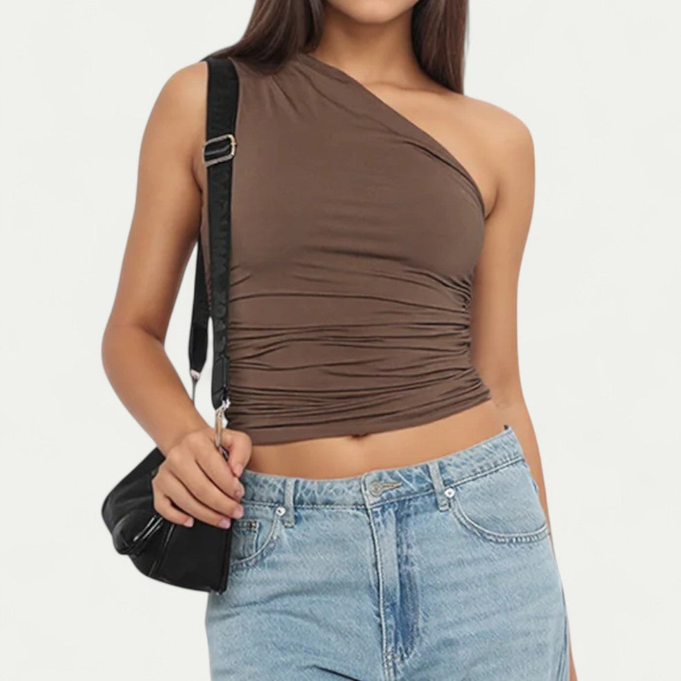 Ruched One Shoulder Top for Going Out Looks