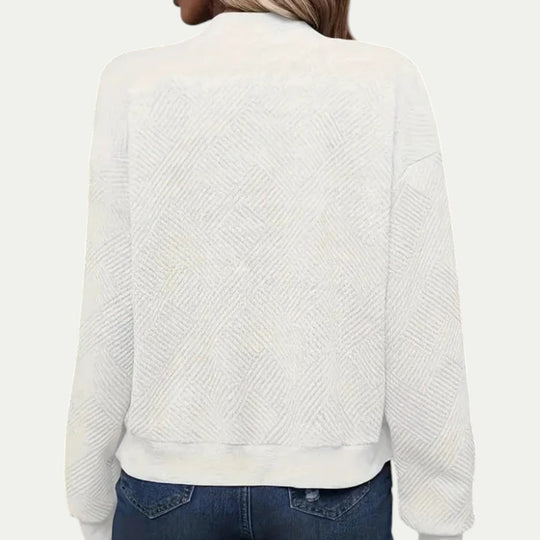Zip Up Textured Bomber Jacket for Casual Layering
