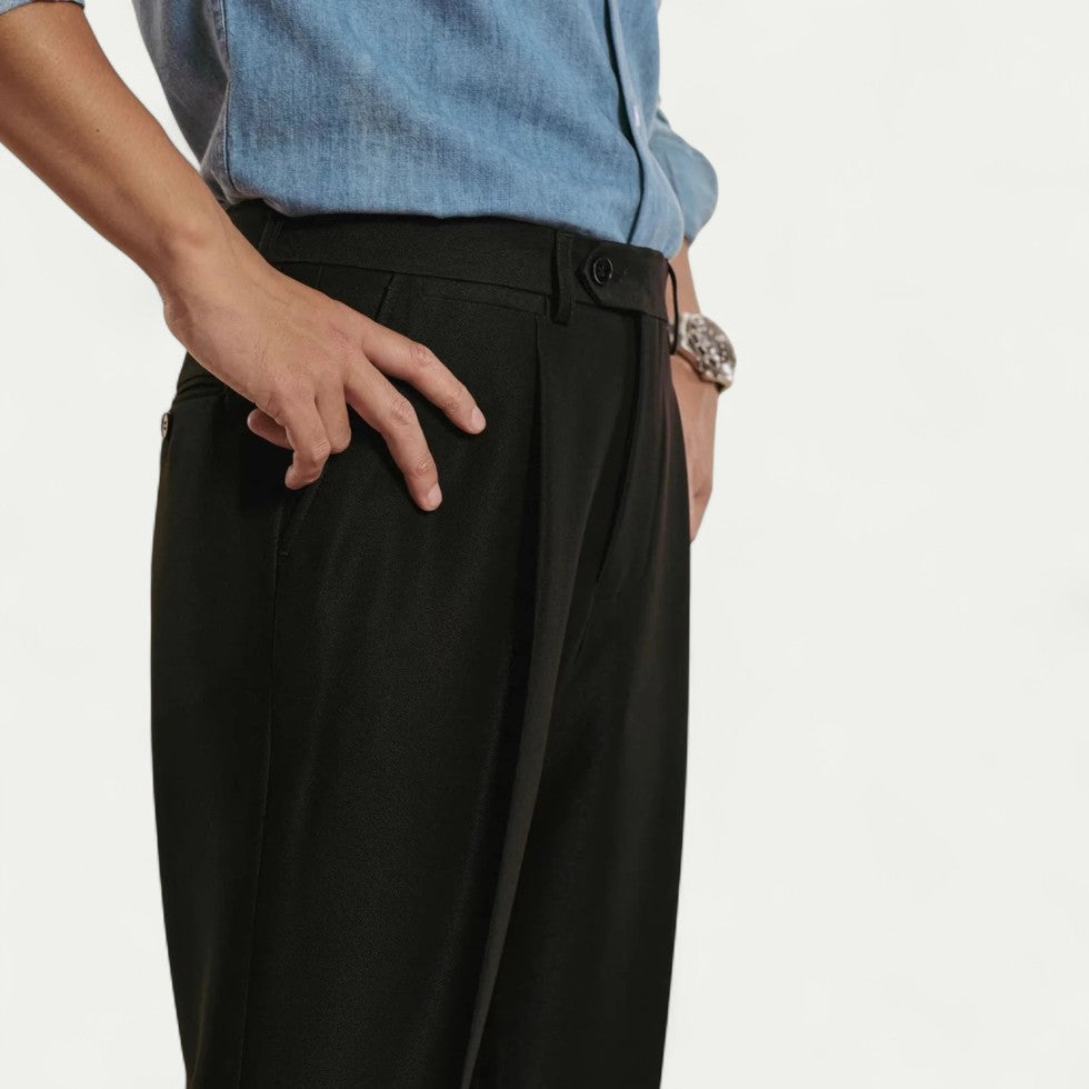 Men's Tailored Trousers Smart Pleated Formal Fit