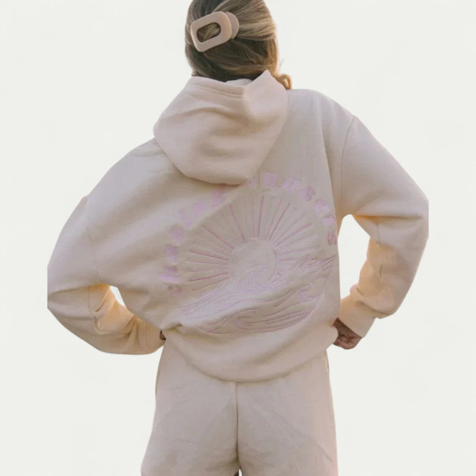 Oversized Cotton Blend Hoodie with Graphic Back Print