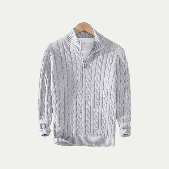 Men OId Money Half Zip Cotton Knit Pullover Sweater