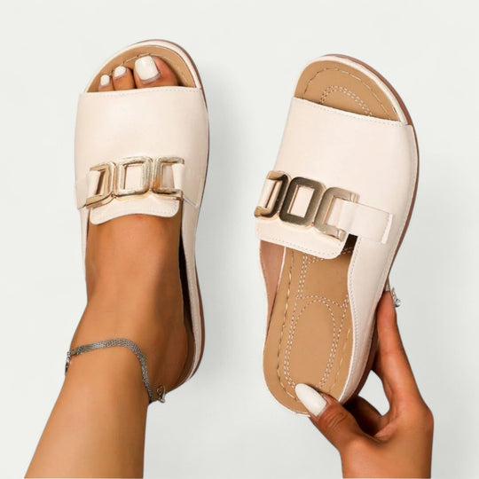 Orthopedic Slip On Sandals with Chain Detail