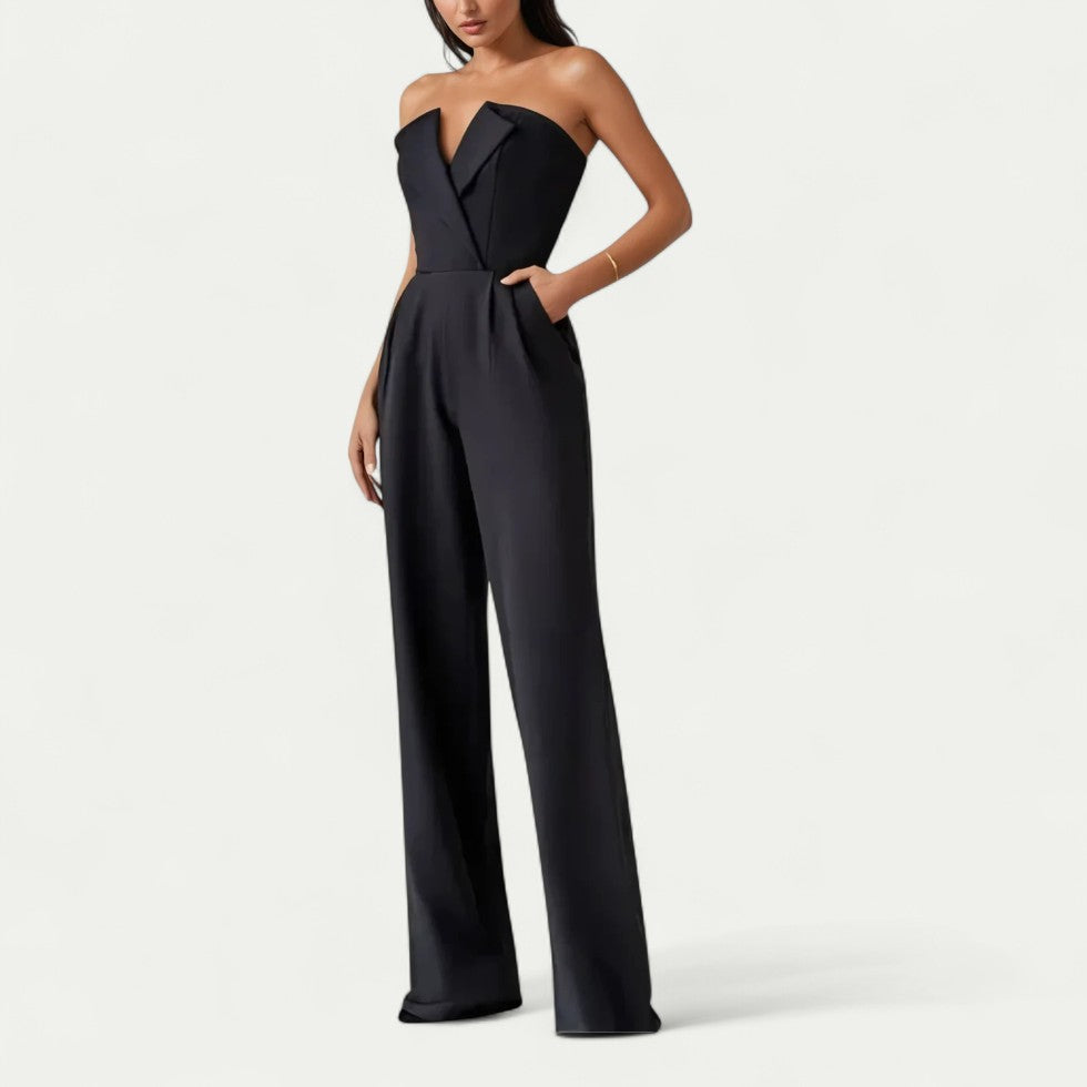 Elegant Strapless Wide Leg Jumpsuit for Formal Occasions