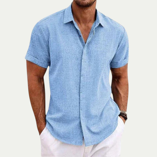 Randimo | Men Linen Short Sleeve Lightweight Casual Shirt