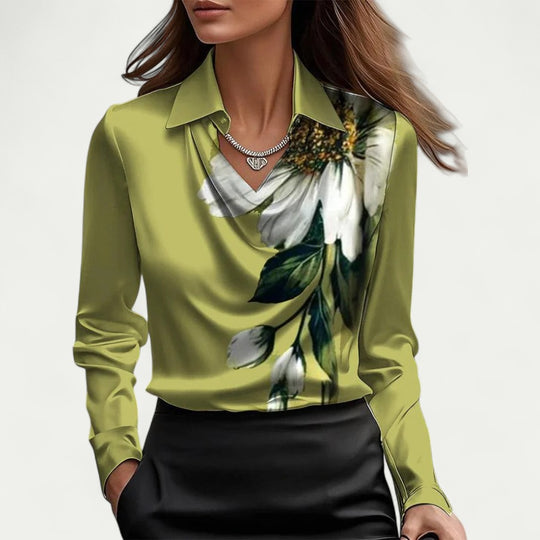 Draped Satin Blouse for Elegant Office and Evening Looks