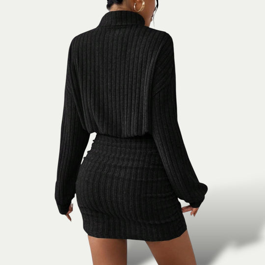 Womens Knitted Mini Dress Long Sleeve