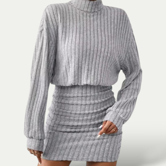 Womens Knitted Mini Dress Long Sleeve