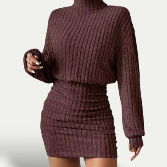 Womens Knitted Mini Dress Long Sleeve