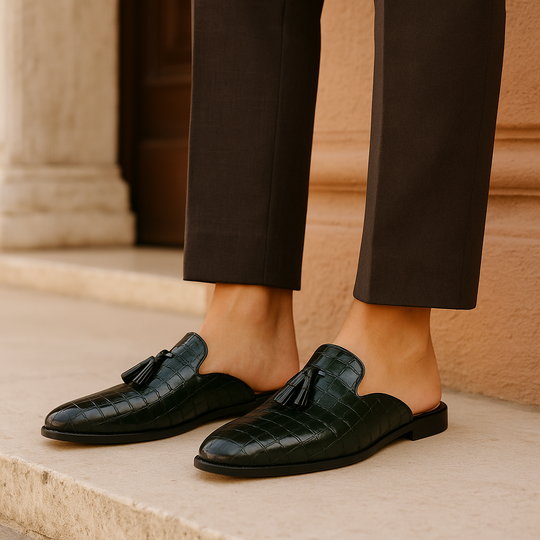 Randimo | Men Old Money Leather Tassel Loafers Summer Mules Shoes