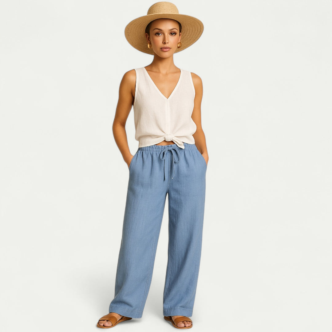 Women Summer Oversized Pure Linen Pants