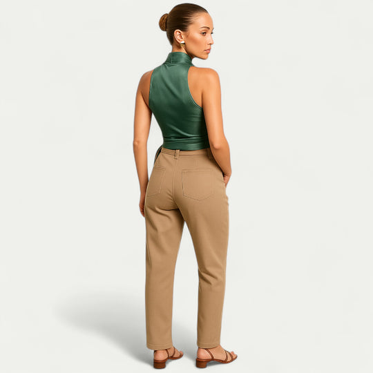 Women Halter Neck Sleeveless Adjustable Tie Waist Top