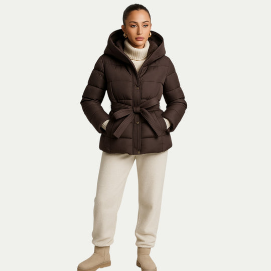 Women Winter Parka Coat Puffer Jacket with Belt