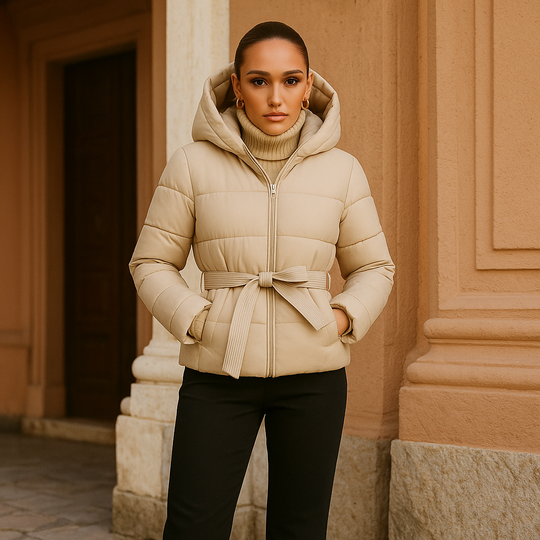 Women Winter Parka Coat Puffer Jacket with Belt
