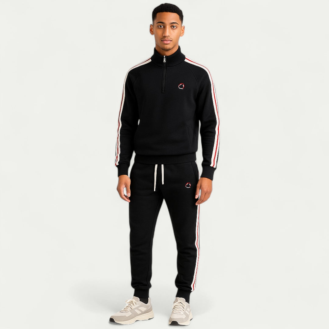 Men Cotton Casual Tracksuit Zip Up Set