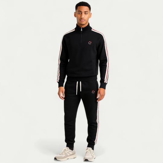 Men Cotton Casual Tracksuit Zip Up Set