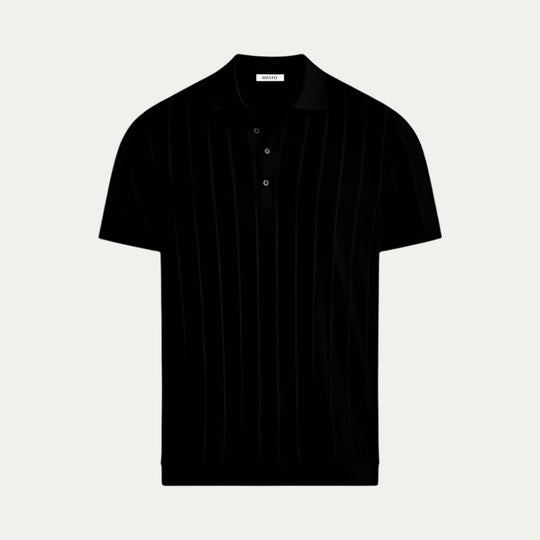Knitted Polo Shirt for Men with Vertical Stripe Detail
