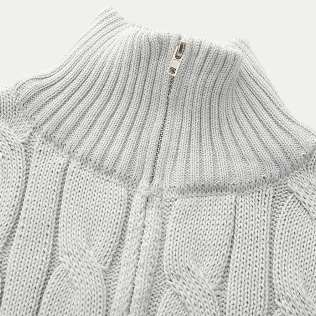 Men OId Money Half Zip Cotton Knit Pullover Sweater