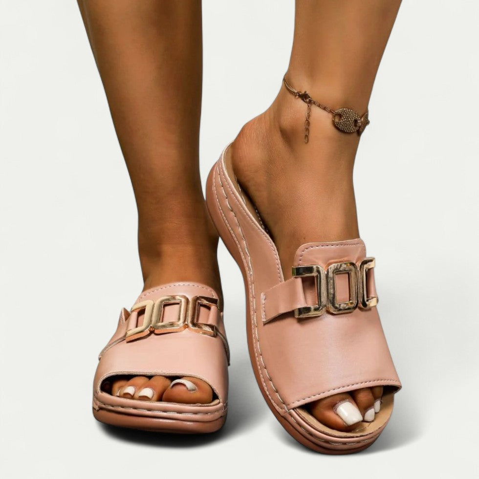Orthopedic Slip On Sandals with Chain Detail