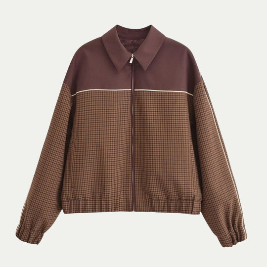 Randimo | Men Plaid Zipper Bomber Jacket Loose Fit Casual Coat