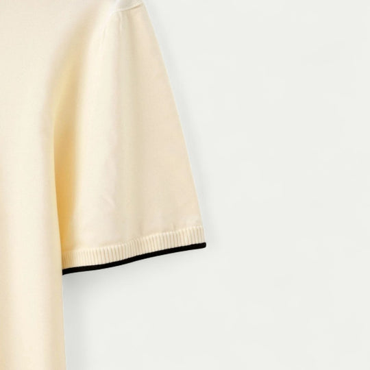Cotton Blend Knitted Polo Shirt with Contrast Collar Detail