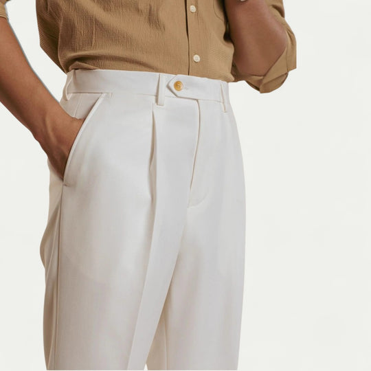 Men's Tailored Trousers Smart Pleated Formal Fit