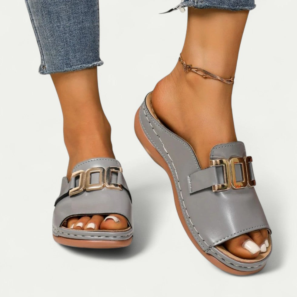 Orthopedic Slip On Sandals with Chain Detail