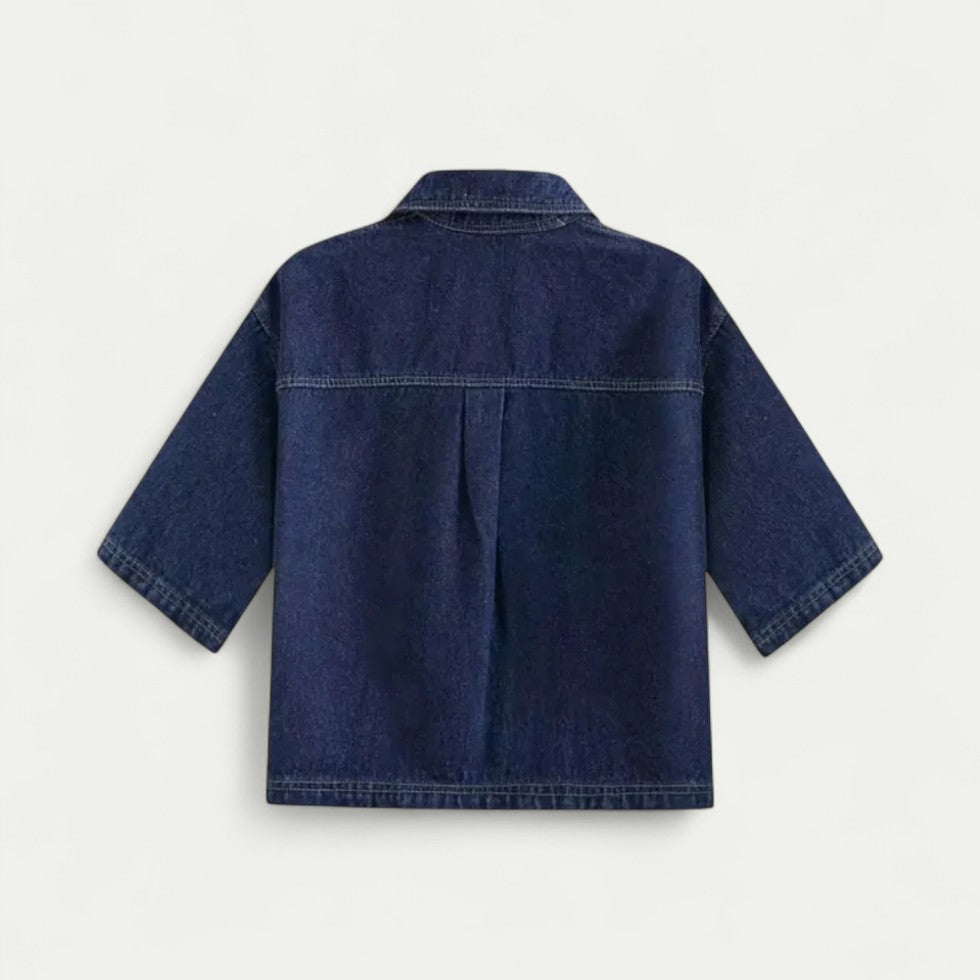 Cotton Blend Denim Co Ord Set with Zip Top and Mini Skirt