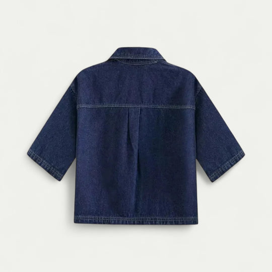 Cotton Blend Denim Co Ord Set with Zip Top and Mini Skirt