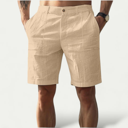 Men Linen blend Shorts for Summer Breathable Beachwear