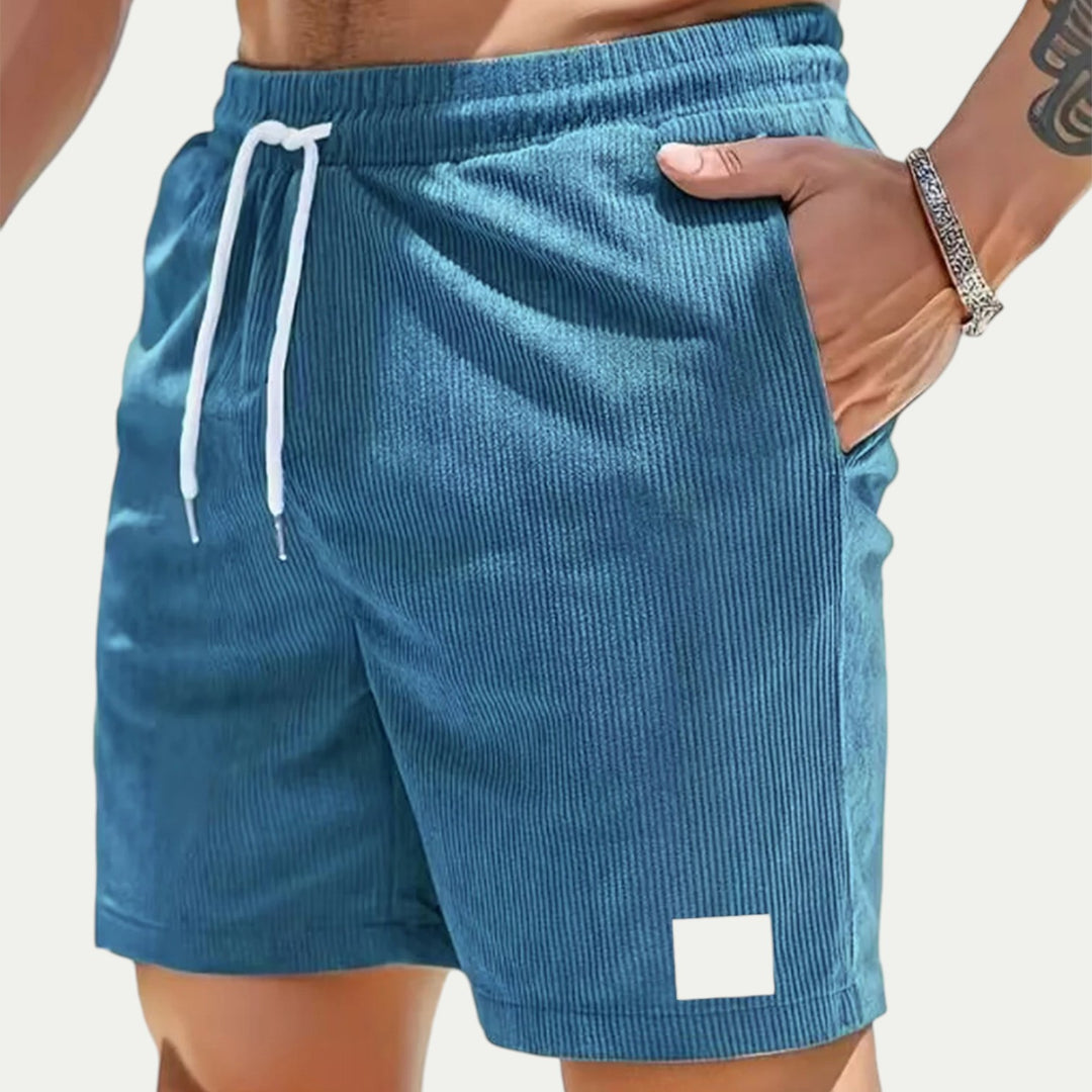 Men Corduroy Drawstring Summer Casual Jogger Shorts