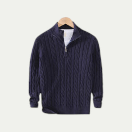 Men OId Money Half Zip Cotton Knit Pullover Sweater