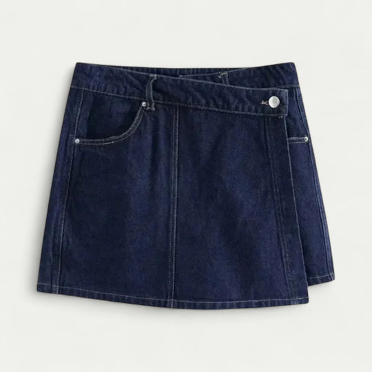Cotton Blend Denim Co Ord Set with Zip Top and Mini Skirt