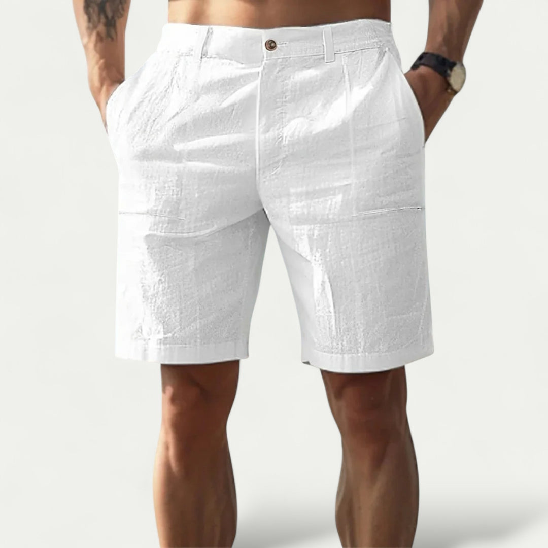 Men Linen blend Shorts for Summer Breathable Beachwear