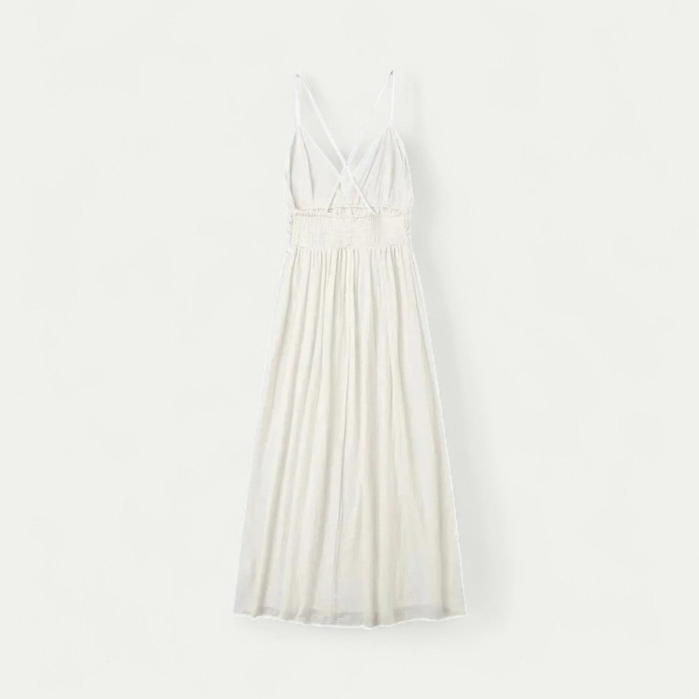 Lace Trim Cotton Blend Maxi Dress with Spaghetti Straps