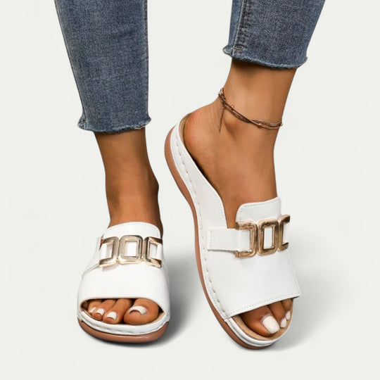 Orthopedic Slip On Sandals with Chain Detail