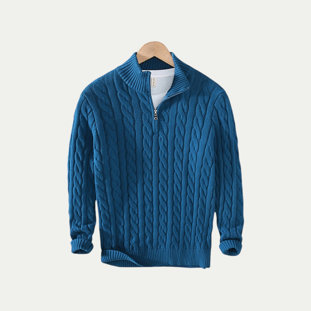 Men OId Money Half Zip Cotton Knit Pullover Sweater
