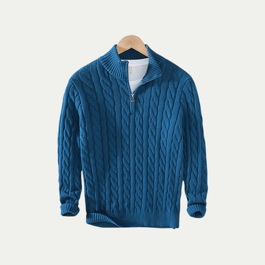 Men OId Money Half Zip Cotton Knit Pullover Sweater