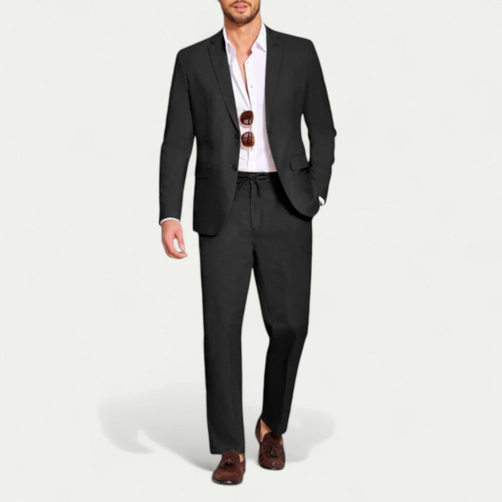 Cotton Blend Suit Set for Smart Casual Menswear Styling