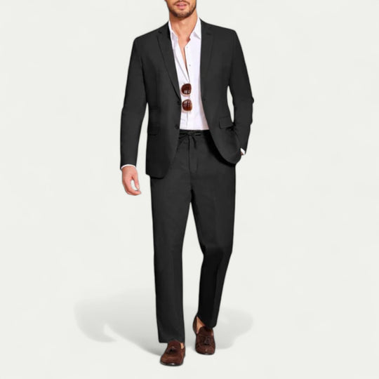 Cotton Blend Suit Set for Smart Casual Menswear Styling